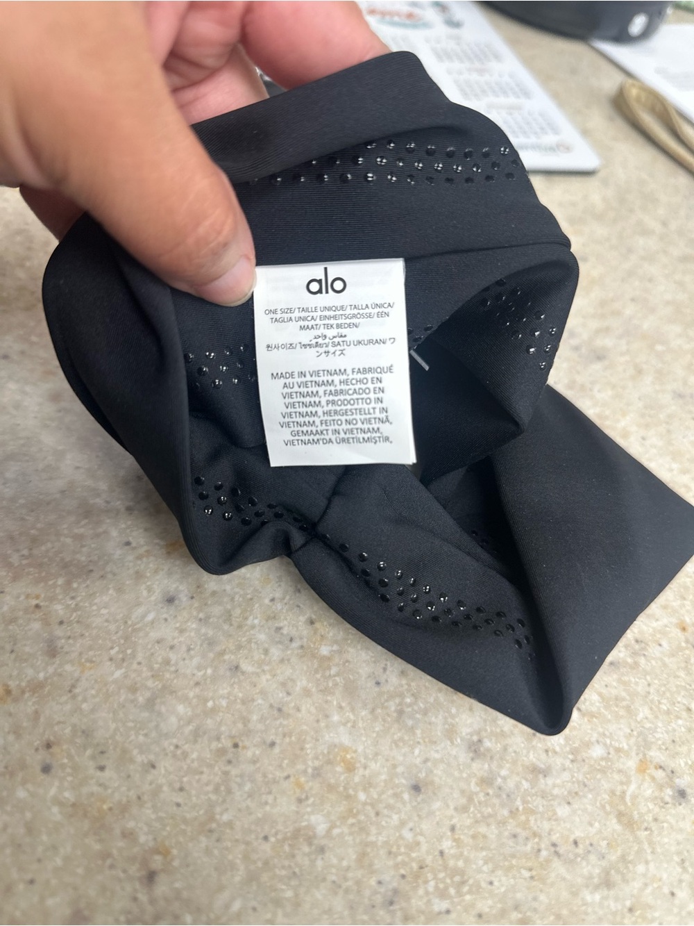 ALO Airlift Yoga Black Logo Headband - Picture 3 of 5